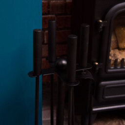 Lassic Fire Vida 5 Piece Warwick Black Companion Set - Poker, Tongs, Shovel, Brush And A Stand - thumbnail 4
