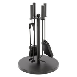Lassic Fire Vida 5 Piece Warwick Black Companion Set - Poker, Tongs, Shovel, Brush And A Stand - thumbnail 8