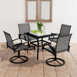 Berkfield 5 Piece Garden Dining Set Textilene And Steel - thumbnail 1