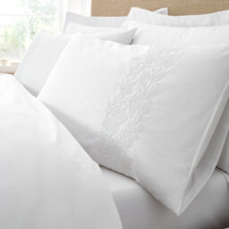 Bianca Fine Linens Embroidery Floral 200 Thread Count Cotton Duvet Cover Set With Pillowcase White - thumbnail 3