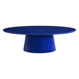 Sweeek - Oval Coffee Table With Glossy Finish Blue 120X60X35 Cm - Nell - thumbnail 3