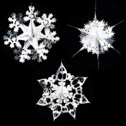 Premier Decorations Limited 3 Foil Star Christmas Decorations Ceiling Hanging Festive Star White Silver 40Cm - thumbnail 1