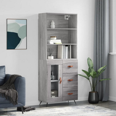 Berkfield Highboard Grey Sonoma 69.5X34X180 Cm Engineered Wood - image 1
