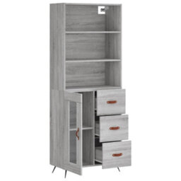 Berkfield Highboard Grey Sonoma 69.5X34X180 Cm Engineered Wood - thumbnail 4