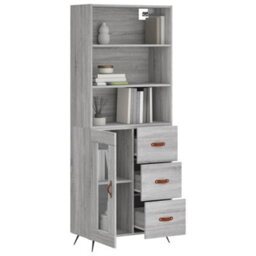 Berkfield Highboard Grey Sonoma 69.5X34X180 Cm Engineered Wood - thumbnail 3