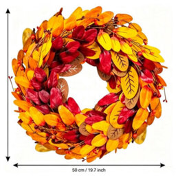 "Amorly 20"" Fall Wreath For Front Door Autumn Leaves Harvest Hops Leaf Wreath For Thanksgiving Porch, Mantel, Entryway, Window, Home Decor" - thumbnail 4