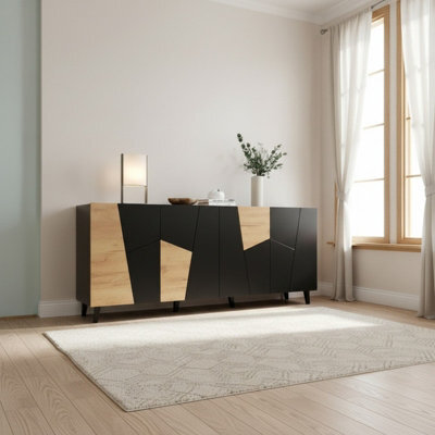 Etna Modern Chest Of Drawers For Contemporary Living Spaces Black With Oak Craft - image 1