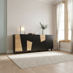 Etna Modern Chest Of Drawers For Contemporary Living Spaces Black With Oak Craft - thumbnail 1