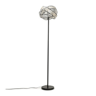 Valuelights Hudson Acrylic Jewel Twist Chrome Floor Lamp With Tortoise Shell Lampshade - Bulb Included - image 1