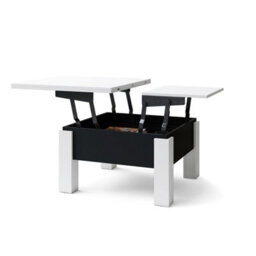 Heze Furniture Ozma 2 In 1 Extending Coffee / Dining Table 90-180Cm - White / Black - thumbnail 7