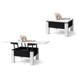 Heze Furniture Ozma 2 In 1 Extending Coffee / Dining Table 90-180Cm - White / Black - thumbnail 6