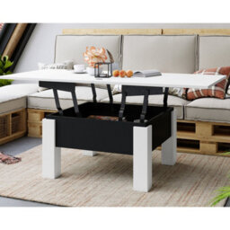 Heze Furniture Ozma 2 In 1 Extending Coffee / Dining Table 90-180Cm - White / Black - thumbnail 4