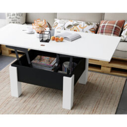 Heze Furniture Ozma 2 In 1 Extending Coffee / Dining Table 90-180Cm - White / Black - thumbnail 2