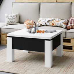 Heze Furniture Ozma 2 In 1 Extending Coffee / Dining Table 90-180Cm - White / Black - thumbnail 1