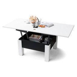 Heze Furniture Ozma 2 In 1 Extending Coffee / Dining Table 90-180Cm - White / Black - thumbnail 8