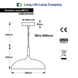 Long Life Lamps Company Modern Retro Ceiling Pendant Light Grey Metal Dome Lamp Shade M0133 - thumbnail 2