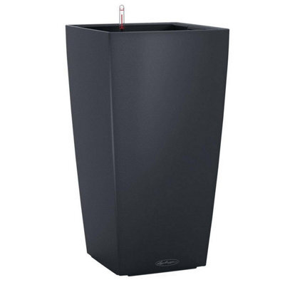 41Cm Tall Planter, Slate Grey Plastic Lechuza Cubico Color Indoor And Outdoor Self-Watering Planter With Drain Plug H41 L22 W22 Cm - image 1
