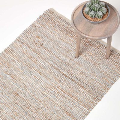 Homescapes Madras Leather Hemp Rug Natural, 150 X 240 Cm - image 1
