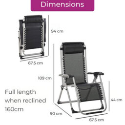 Set Of Two Neo Black Zero Gravity Sun Lounger With Padded Cushions - thumbnail 5