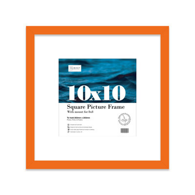 "10X10"" Orange Picture Frame - 10X10"" Square Frame With 8X8"" Mount For 10X10""/8X8"" Pictures Vintage Style Photo Display, 1 Pack" - image 1