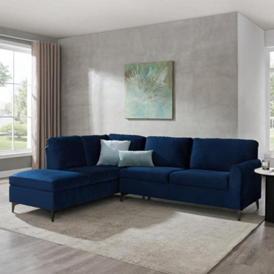 Home Detail Alyssum Left-Hand Facing Corner Sofa, Navy Velvet - image 1