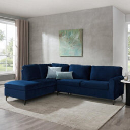 Home Detail Alyssum Left-Hand Facing Corner Sofa, Navy Velvet