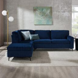 Home Detail Alyssum Left-Hand Facing Corner Sofa, Navy Velvet - thumbnail 2