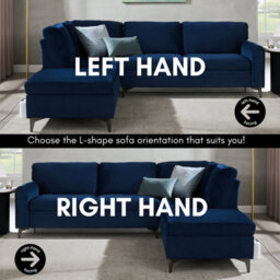 Home Detail Alyssum Left-Hand Facing Corner Sofa, Navy Velvet - thumbnail 4