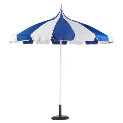 Wyld And Coco Garden Market Parasol Blue White 2.45M Round Canopy Aluminium Pole - image 1