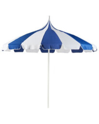 Wyld And Coco Garden Market Parasol Blue White 2.45M Round Canopy Aluminium Pole - thumbnail 3