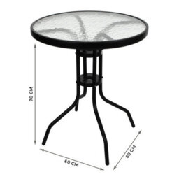 Crystals Tempered Glass Top Patio Table Metal Frame Legs Garden Outdoor Indoor Bistro - thumbnail 2