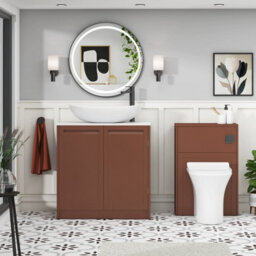 Royal Bathrooms Royal Bathroom Elmore 800mm Terracotta Clay Freestanding Bathroom Vanity Unit 2 Door Plain White Worktop With Cesar Basin - thumbnail 5