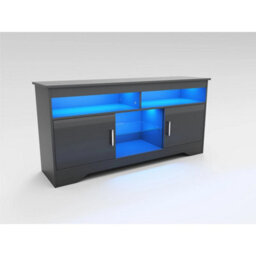 High Gloss 2 Door Tv Unit Cabinet 135Cm Black Tv Stand Sideboard Entertainment - thumbnail 3
