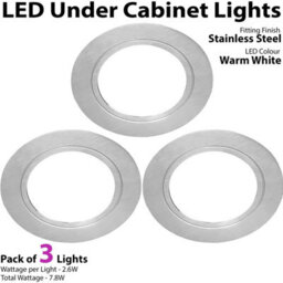 Brushed Nickel Round Flush Under Cabinet Kitchen Light Kit With Warm White Led - thumbnail 3