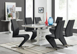 Furniturebox Uk Renato 120Cm High Gloss Extending Dining Table And 6 Black Willow Chairs - thumbnail 1