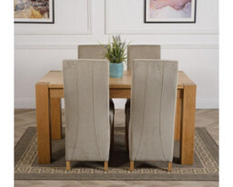 That's Furniture Kuba 150 X 85 Cm Chunky Medium Oak Dining Table And 4 Chairs Dining Set With Lola Grey Fabric Chairs - thumbnail 2