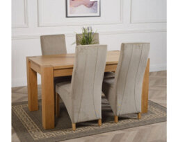 That's Furniture Kuba 150 X 85 Cm Chunky Medium Oak Dining Table And 4 Chairs Dining Set With Lola Grey Fabric Chairs - thumbnail 3