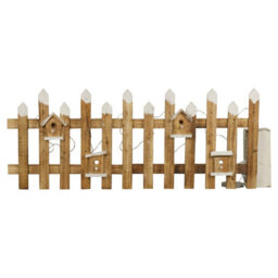 Urbn-Living Urbnliving 40Cm Rustic Wooden Snow Set Of 2X Led Fence 30 Led Lights Colour Brown With White Christmas Xmas Tree Skirt Stand Cover - thumbnail 5
