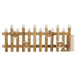 Urbn-Living Urbnliving 40Cm Rustic Wooden Snow Set Of 2X Led Fence 30 Led Lights Colour Brown With White Christmas Xmas Tree Skirt Stand Cover - thumbnail 4