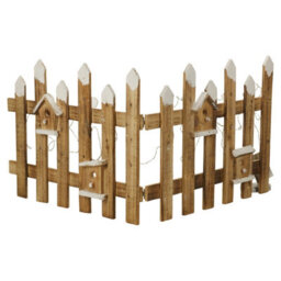 Urbn-Living Urbnliving 40Cm Rustic Wooden Snow Set Of 2X Led Fence 30 Led Lights Colour Brown With White Christmas Xmas Tree Skirt Stand Cover - thumbnail 2