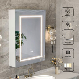 Keepreaper 60X75Cm Rectangular E1 Moisture-Proof Bathroom Mirror Cabinet With Led Light And Anti-Fog Demister, Ip44 - thumbnail 9