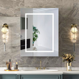 Keepreaper 60X75Cm Rectangular E1 Moisture-Proof Bathroom Mirror Cabinet With Led Light And Anti-Fog Demister, Ip44 - thumbnail 3