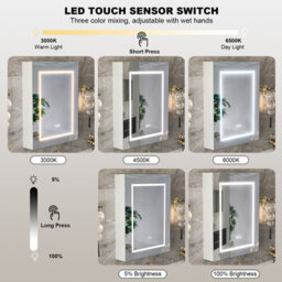 Keepreaper 60X75Cm Rectangular E1 Moisture-Proof Bathroom Mirror Cabinet With Led Light And Anti-Fog Demister, Ip44 - thumbnail 6