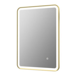 Aveli Rectangular Led Mirror Touch Bathroom Demister Mains Brushed Brass 500X700mm - thumbnail 3