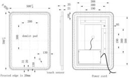 Aveli Rectangular Led Mirror Touch Bathroom Demister Mains Brushed Brass 500X700mm - thumbnail 4