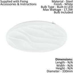 Elegant White Flush Ceiling Light With Led Bulb - 17.3W, Adjustable Height - thumbnail 2