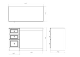 Ready Assembled Matt White 3 Drawer Desk (H)795mm (W)540mm (D)540mm - thumbnail 4