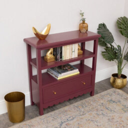 Melody Maison Wine Red Scalloped Storage Sideboard With One Drawer And Shelving - Staunton Wine Red Range - thumbnail 3