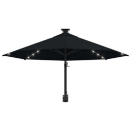 Berkfield Elegant Wall-Mounted Parasol With Leds And Metal Pole 300 Cm Black - thumbnail 4