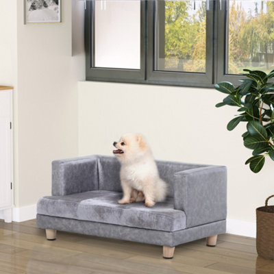 Pawhut Dog Sofa Pet Lounge Bed W/ Anti-Slip Legs For Small-Sized Dogs - Grey - image 1